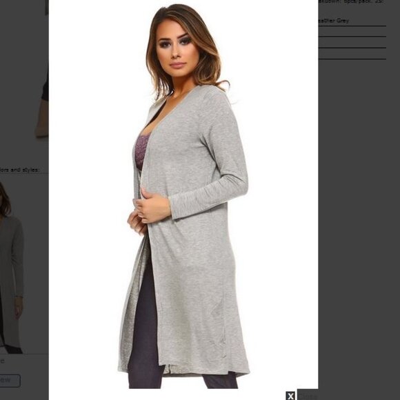 NWT Classic Open Front long Cardigan light grey lightweight - Picture 2 of 4